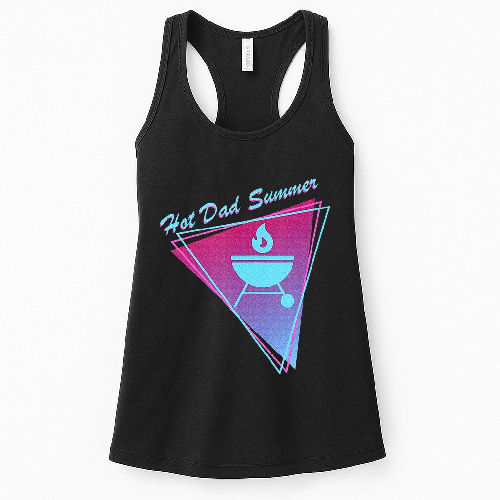 Hot Dad Summer Funny 80s Retro Vintage Charcoal Grill BBQ Womens Tank Top