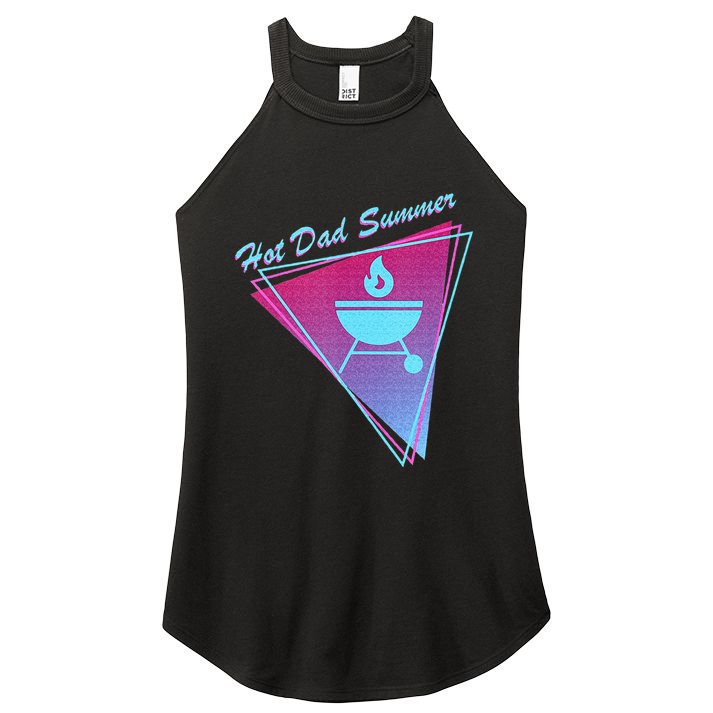 Hot Dad Summer Funny 80s Retro Vintage Charcoal Grill BBQ Women's Perfect Tri Rocker Tank
