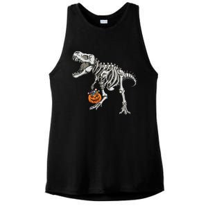 Halloween Dinosaur Skeleton T Rex Scary Pumpkin Gift Ladies PosiCharge Tri-Blend Wicking Tank