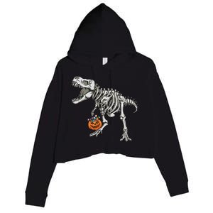 Halloween Dinosaur Skeleton T Rex Scary Pumpkin Gift Crop Fleece Hoodie