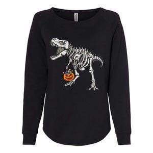 Halloween Dinosaur Skeleton T Rex Scary Pumpkin Gift Womens California Wash Sweatshirt