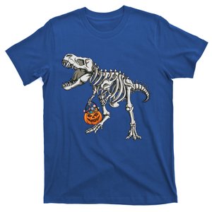 Halloween Dinosaur Skeleton T Rex Scary Pumpkin Gift T-Shirt