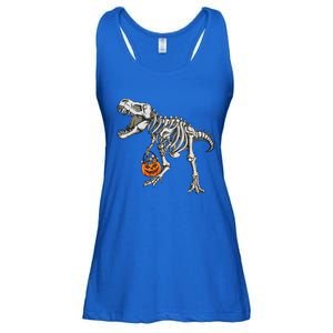 Halloween Dinosaur Skeleton T Rex Scary Pumpkin Gift Ladies Essential Flowy Tank