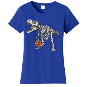 Halloween Dinosaur Skeleton T Rex Scary Pumpkin Gift Women's T-Shirt