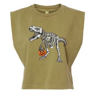 Halloween Dinosaur Skeleton T Rex Scary Pumpkin Gift Garment-Dyed Women's Muscle Tee