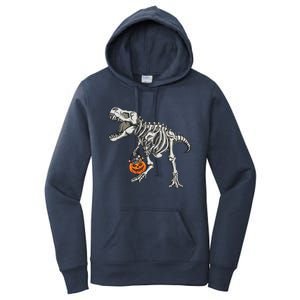 Halloween Dinosaur Skeleton T Rex Scary Pumpkin Gift Women's Pullover Hoodie