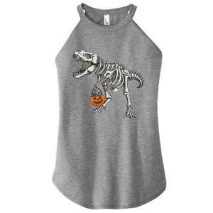 Halloween Dinosaur Skeleton T Rex Scary Pumpkin Gift Women's Perfect Tri Rocker Tank