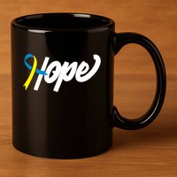 Hope Down Syndrome Awareness Ribbon 11oz C Handle Ceramic Mug