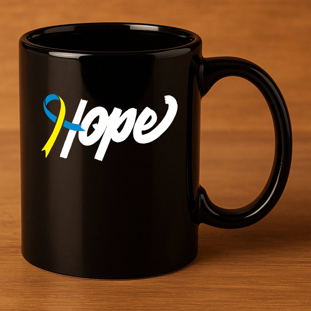 Hope Down Syndrome Awareness Ribbon 11oz C Handle Ceramic Mug