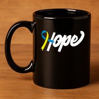 Hope Down Syndrome Awareness Ribbon 11oz C Handle Ceramic Mug