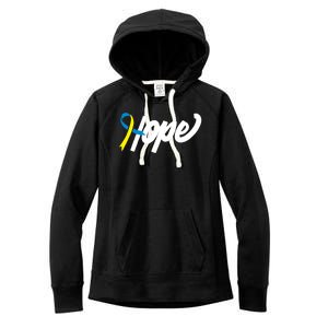 Hope Down Syndrome Awareness Ribbon Women's Fleece Hoodie