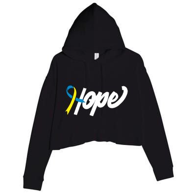 Hope Down Syndrome Awareness Ribbon Crop Fleece Hoodie