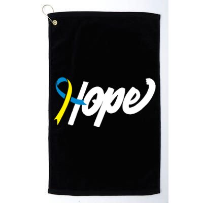 Hope Down Syndrome Awareness Ribbon Platinum Collection Golf Towel