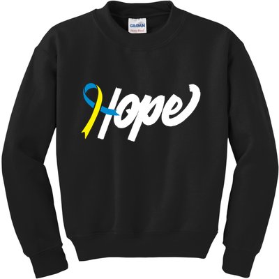 Hope Down Syndrome Awareness Ribbon Kids Sweatshirt