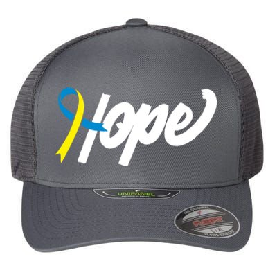 Hope Down Syndrome Awareness Ribbon Flexfit Unipanel Trucker Cap