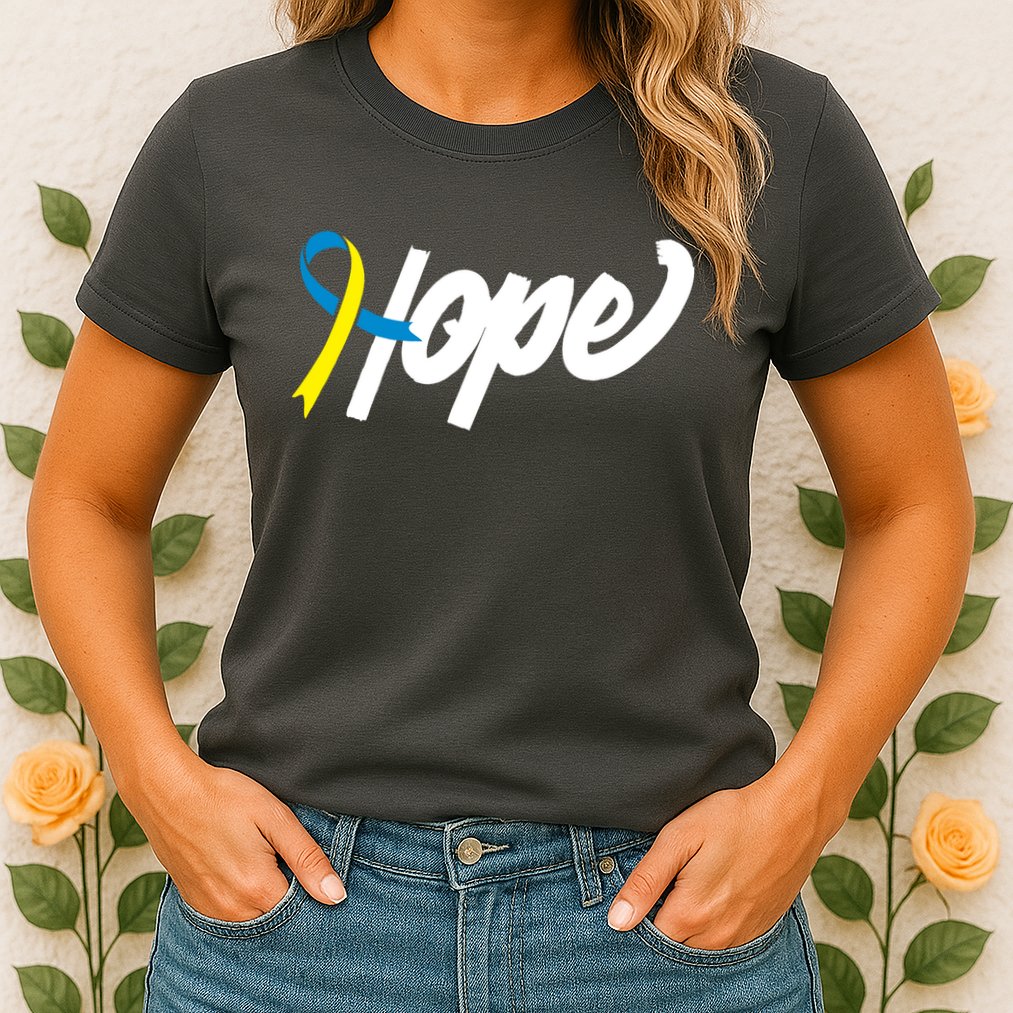 Hope Down Syndrome Awareness Ribbon Womens T-Shirt