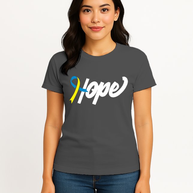 Hope Down Syndrome Awareness Ribbon Womens T-Shirt