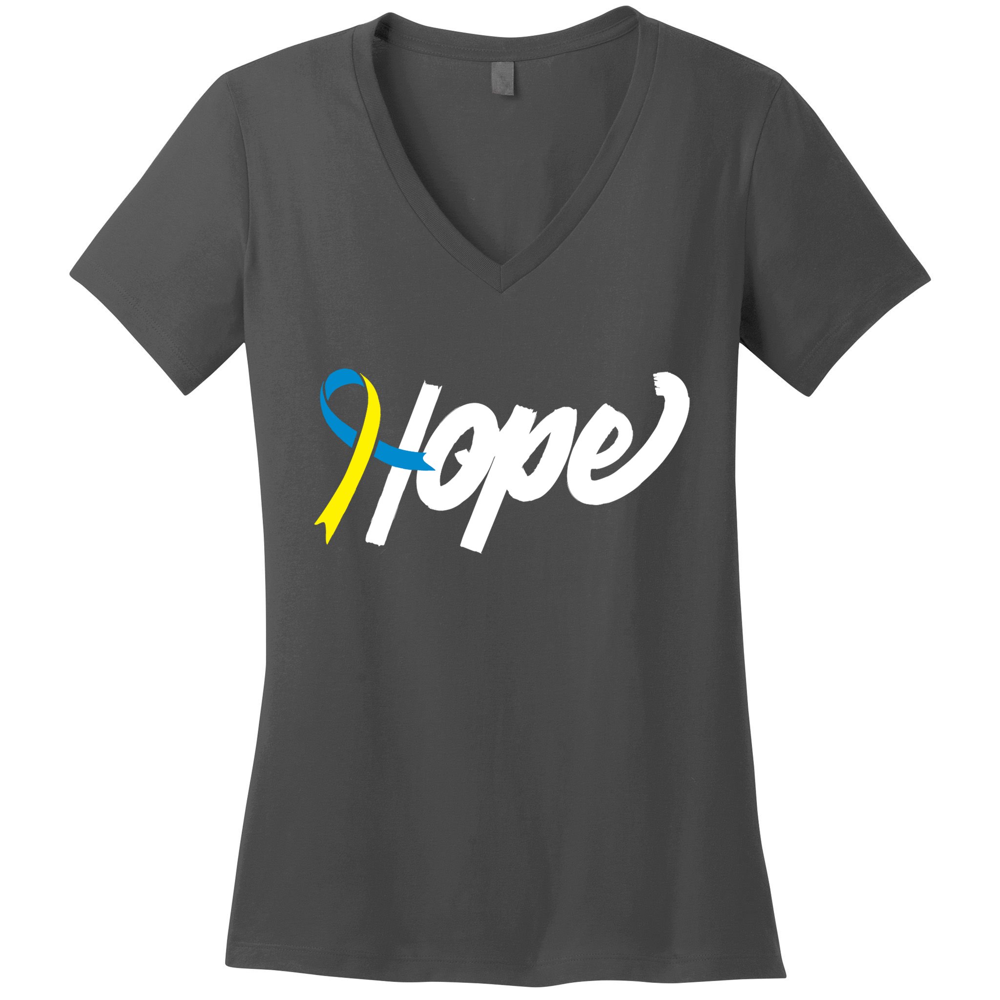 Hope Down Syndrome Awareness Ribbon Women's V-Neck T-Shirt