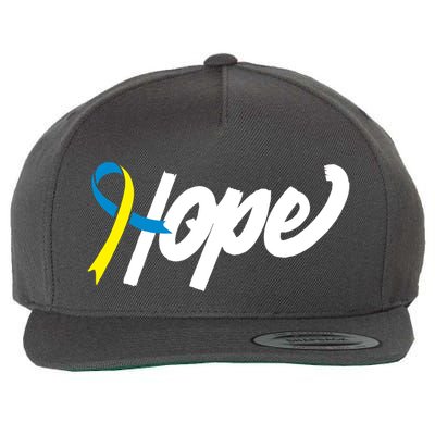 Hope Down Syndrome Awareness Ribbon Wool Snapback Cap