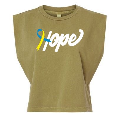 Hope Down Syndrome Awareness Ribbon Garment-Dyed Women's Muscle Tee