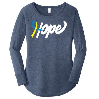 Hope Down Syndrome Awareness Ribbon Women's Perfect Tri Tunic Long Sleeve Shirt