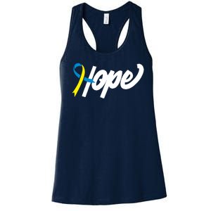 Hope Down Syndrome Awareness Ribbon Women's Racerback Tank