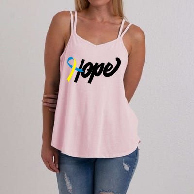 Hope Down Syndrome Awareness Ribbon Women's Strappy Tank