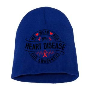 Heart Disease Survivor Chd Heart Disease Awareness Month Cool Gift Short Acrylic Beanie