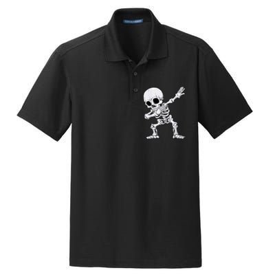 Halloween Dabbing Skeleton Skull Rib Cage Dab Dance Dry Zone Grid Polo