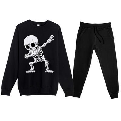 Halloween Dabbing Skeleton Skull Rib Cage Dab Dance Premium Crewneck Sweatsuit Set