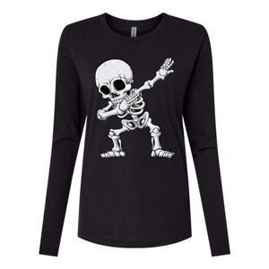 Halloween Dabbing Skeleton Skull Rib Cage Dab Dance Womens Cotton Relaxed Long Sleeve T-Shirt