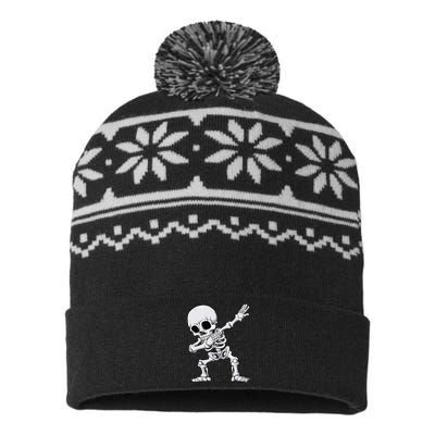 Halloween Dabbing Skeleton Skull Rib Cage Dab Dance USA-Made Snowflake Beanie