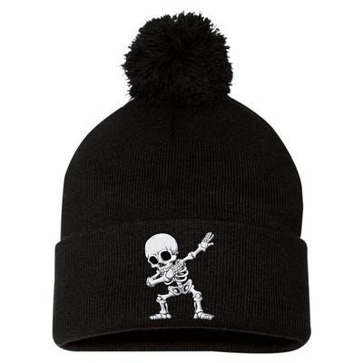 Halloween Dabbing Skeleton Skull Rib Cage Dab Dance Pom Pom 12in Knit Beanie