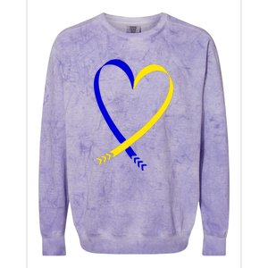 Heart Down Syndrome Awareness Gift Colorblast Crewneck Sweatshirt