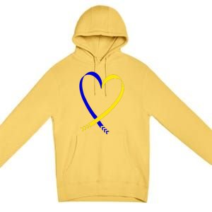 Heart Down Syndrome Awareness Gift Premium Pullover Hoodie