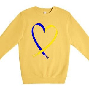 Heart Down Syndrome Awareness Gift Premium Crewneck Sweatshirt