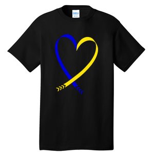 Heart Down Syndrome Awareness Gift Tall T-Shirt