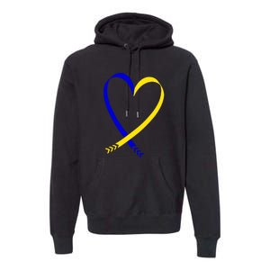 Heart Down Syndrome Awareness Gift Premium Hoodie