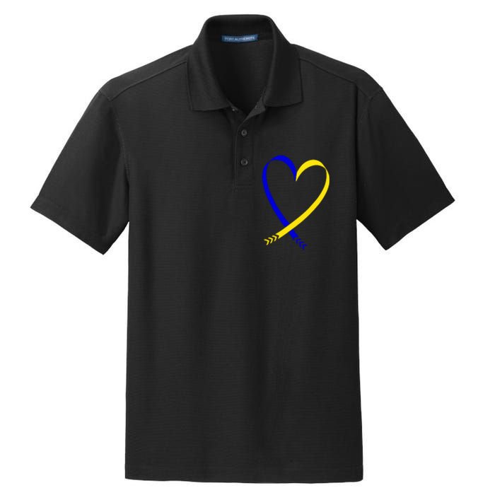 Heart Down Syndrome Awareness Gift Dry Zone Grid Polo