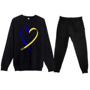 Heart Down Syndrome Awareness Gift Premium Crewneck Sweatsuit Set