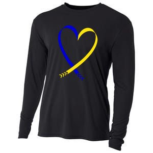 Heart Down Syndrome Awareness Gift Cooling Performance Long Sleeve Crew