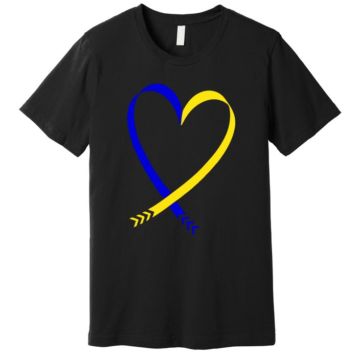 Heart Down Syndrome Awareness Gift Premium T-Shirt