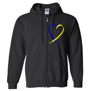 Heart Down Syndrome Awareness Gift Full Zip Hoodie