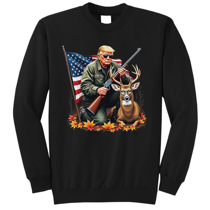 Hunting Deer Season Vintage Trump Usa Flag Camouflage Sweatshirt