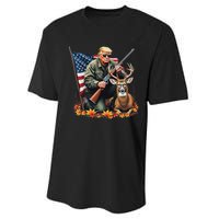 Hunting Deer Season Vintage Trump Usa Flag Camouflage Performance Sprint T-Shirt