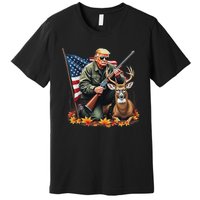 Hunting Deer Season Vintage Trump Usa Flag Camouflage Premium T-Shirt