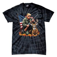 Hunting Deer Season Vintage Trump Usa Flag Camouflage Tie-Dye T-Shirt