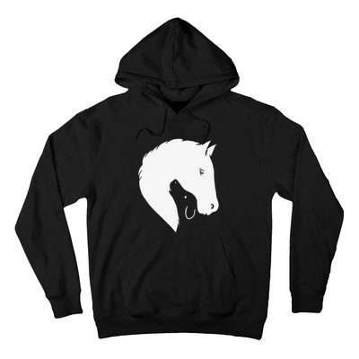 Horse Dog Silhouette Funny Equine Canine Hoodie