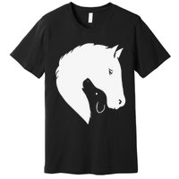 Horse Dog Silhouette Funny Equine Canine Premium T-Shirt