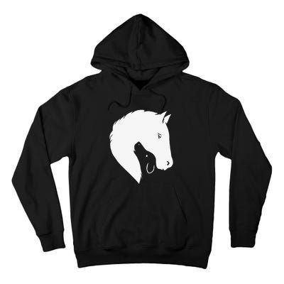 Horse Dog Silhouette Funny Equine Canine Tall Hoodie